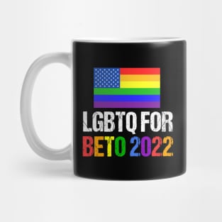 LGBTQ for Beto 2022 Rainbow Flag Mug